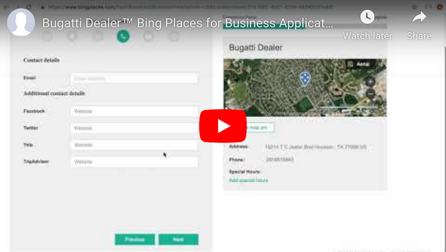 Bugatti Dealer™ Bing Business Application
